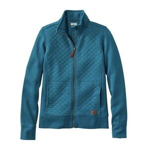 L.L Bean Jacket XL Womens Regular Teal Blue Quilted Front Full Zip Cozy Outdoor